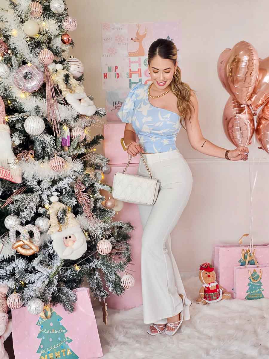 Blusa Aurora Est Celeste-Blanco