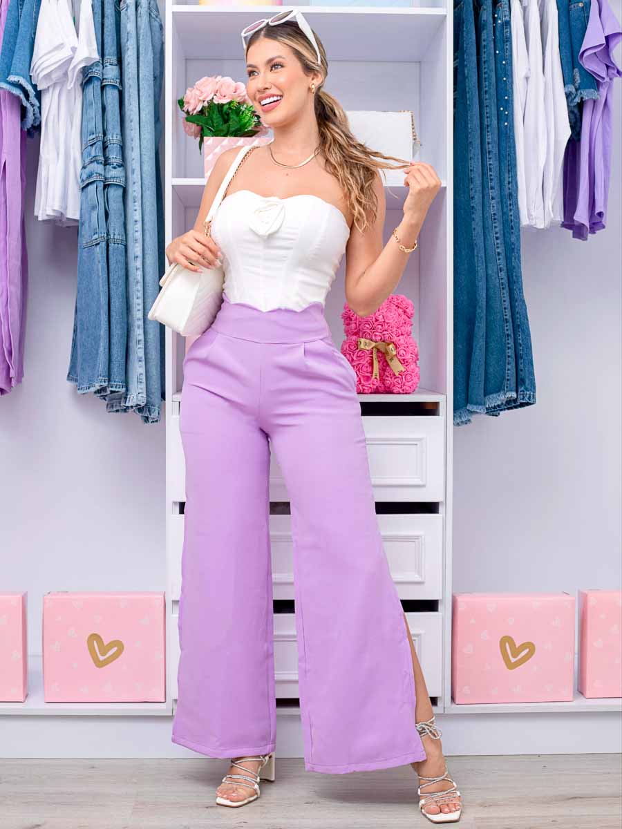 Pantalon Morgan Abertura Lila