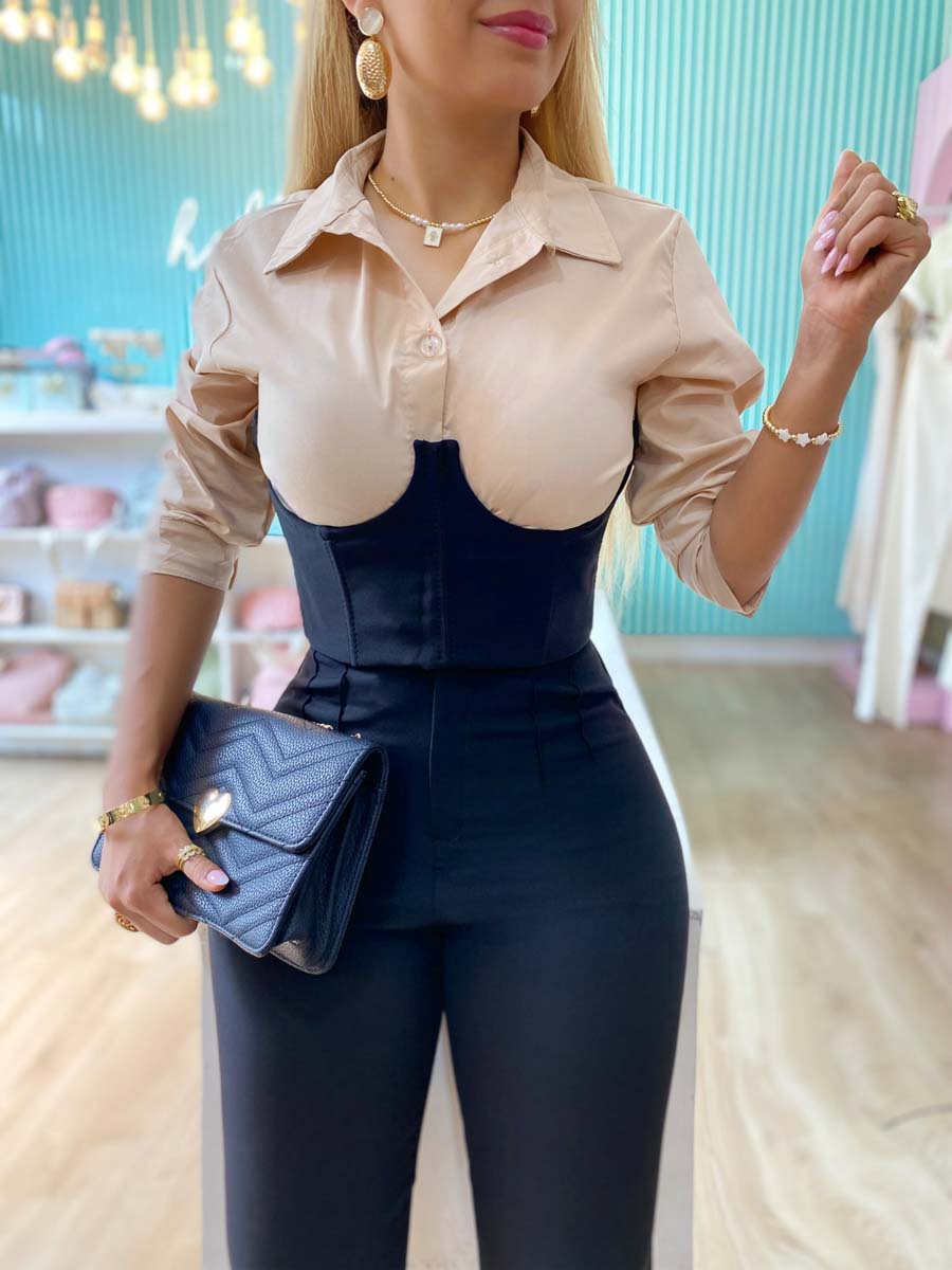 Set Blusa-Bralette Ilana Arena-Negro