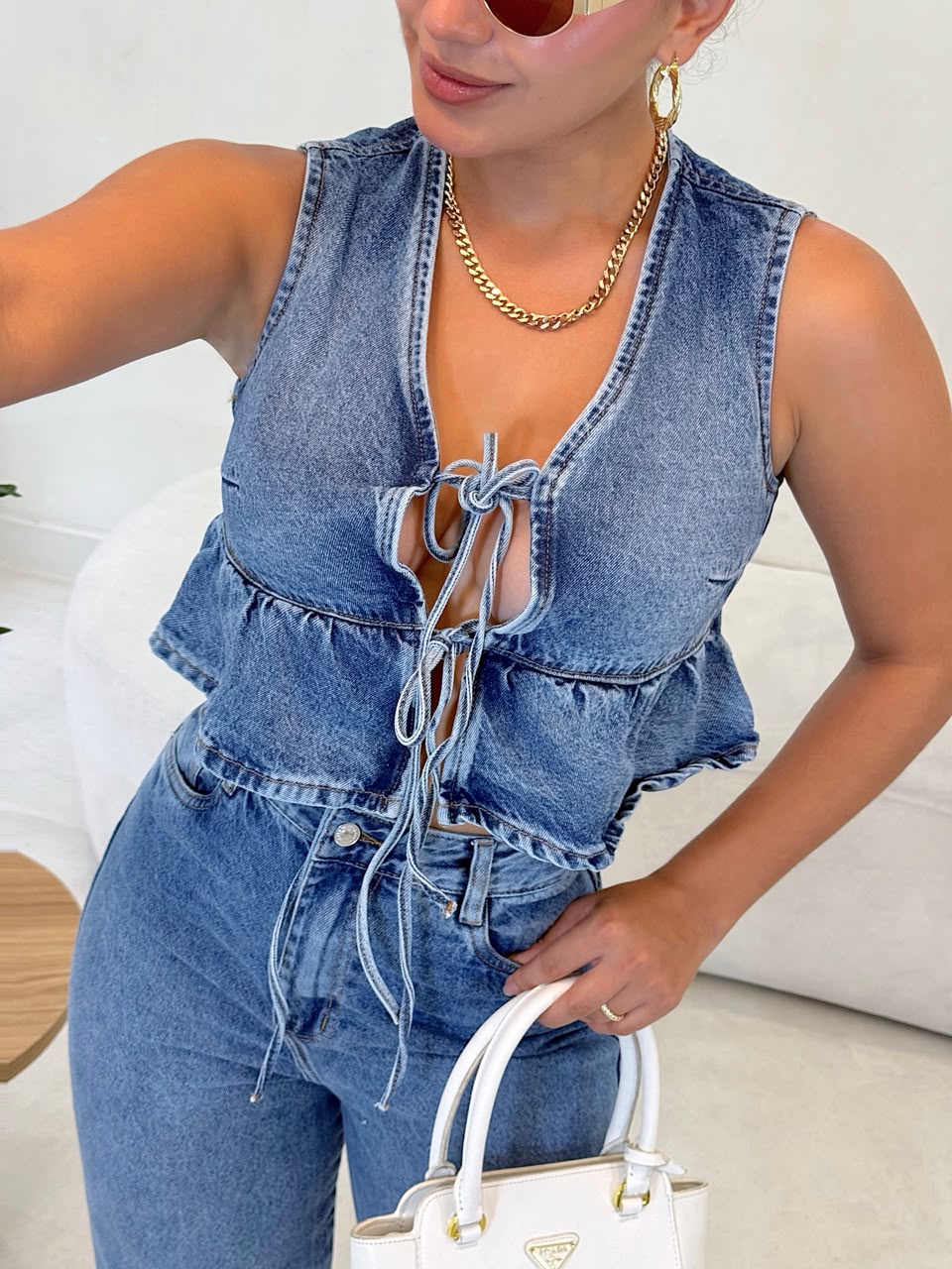 Blusa Denim Luni Oscuro